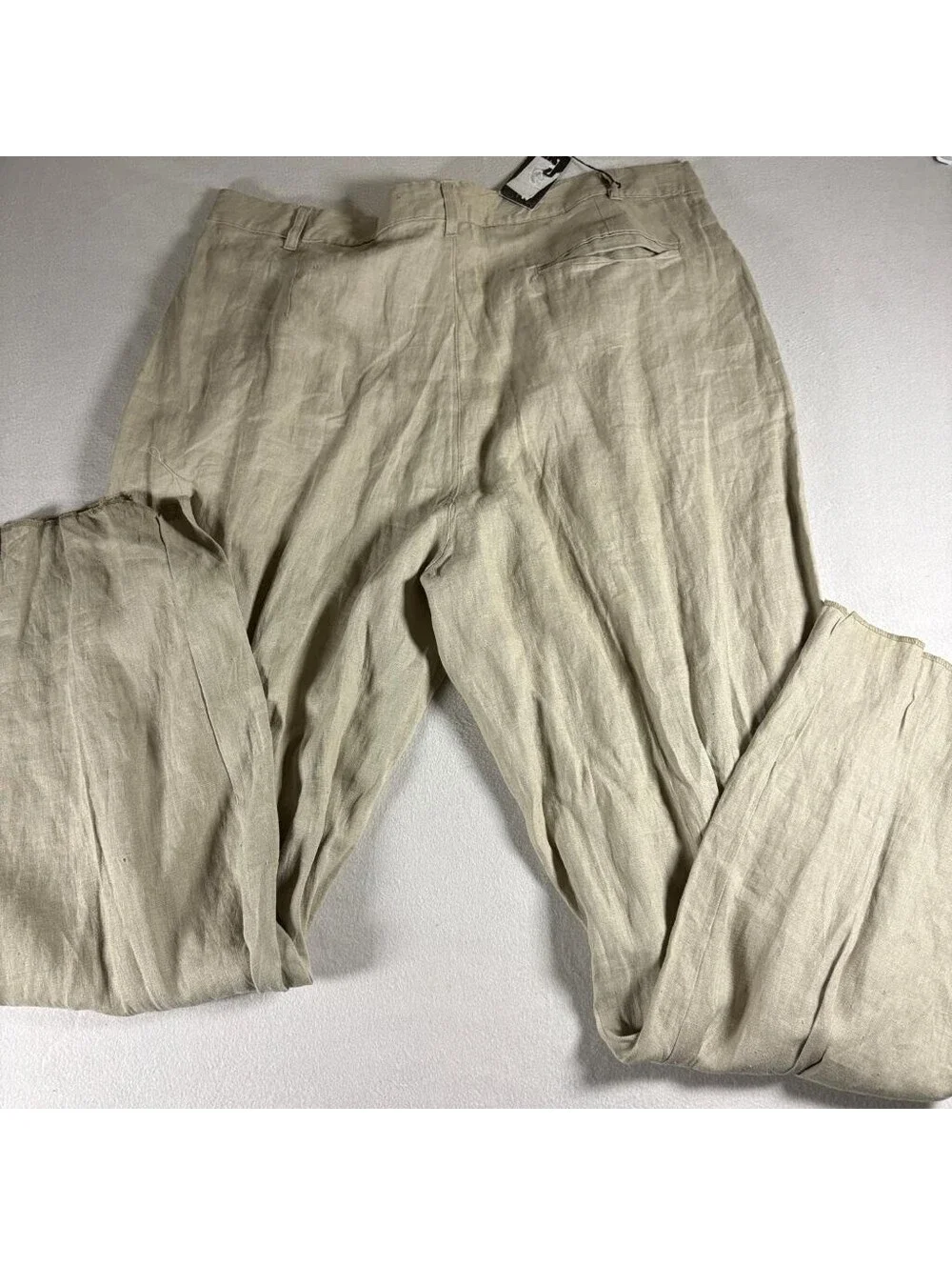 TA2 Collection Mens Linen Pants Size 46 Beige Pleated Front Made in USA Vintage